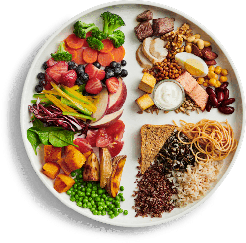 Canada's food guide displayed on a plate